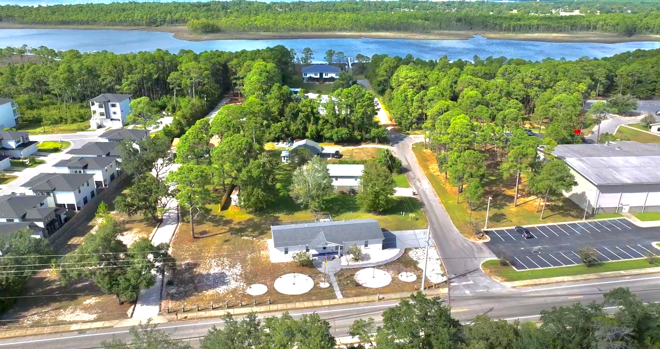 Aerial view of The Affirmation Retreat property in Perdido Key, Florida